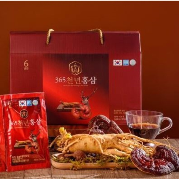 Nước Hồng Sâm Nhung Hươu Linh Chi Hàn Quốc 365 Hộp 20 gói x 70ml